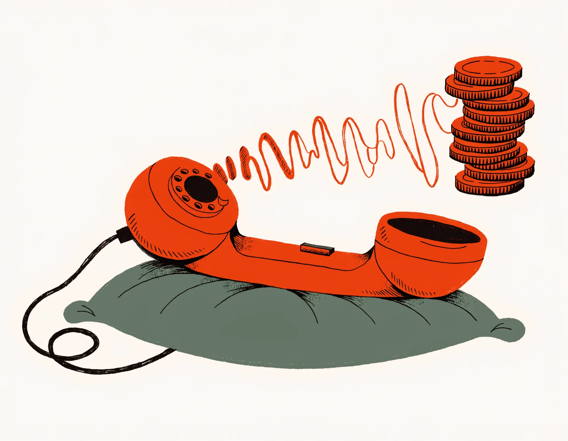 Illustration: phone capturing missed-call revenue with calm ember sound-wave